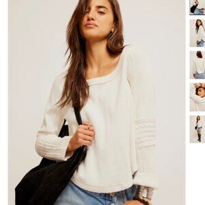 new Free People Swinging Cable 100% cotton Cuff Top Shirt (252)